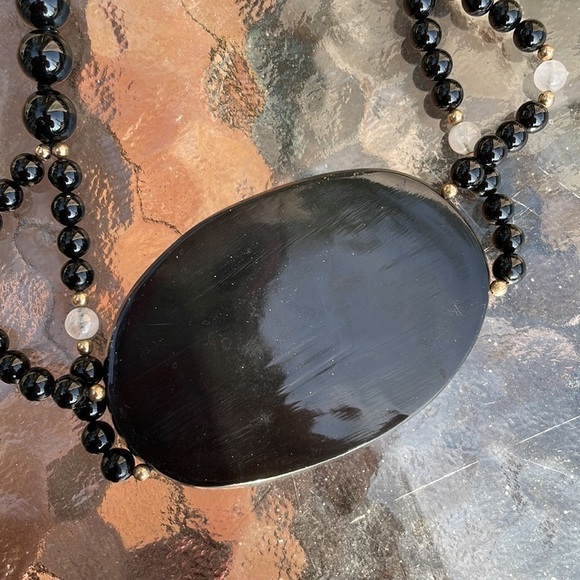 Vintage‎ Lee Sands Mother of Pearl Lily Shell Inlay Necklace - Picture 4 of 4